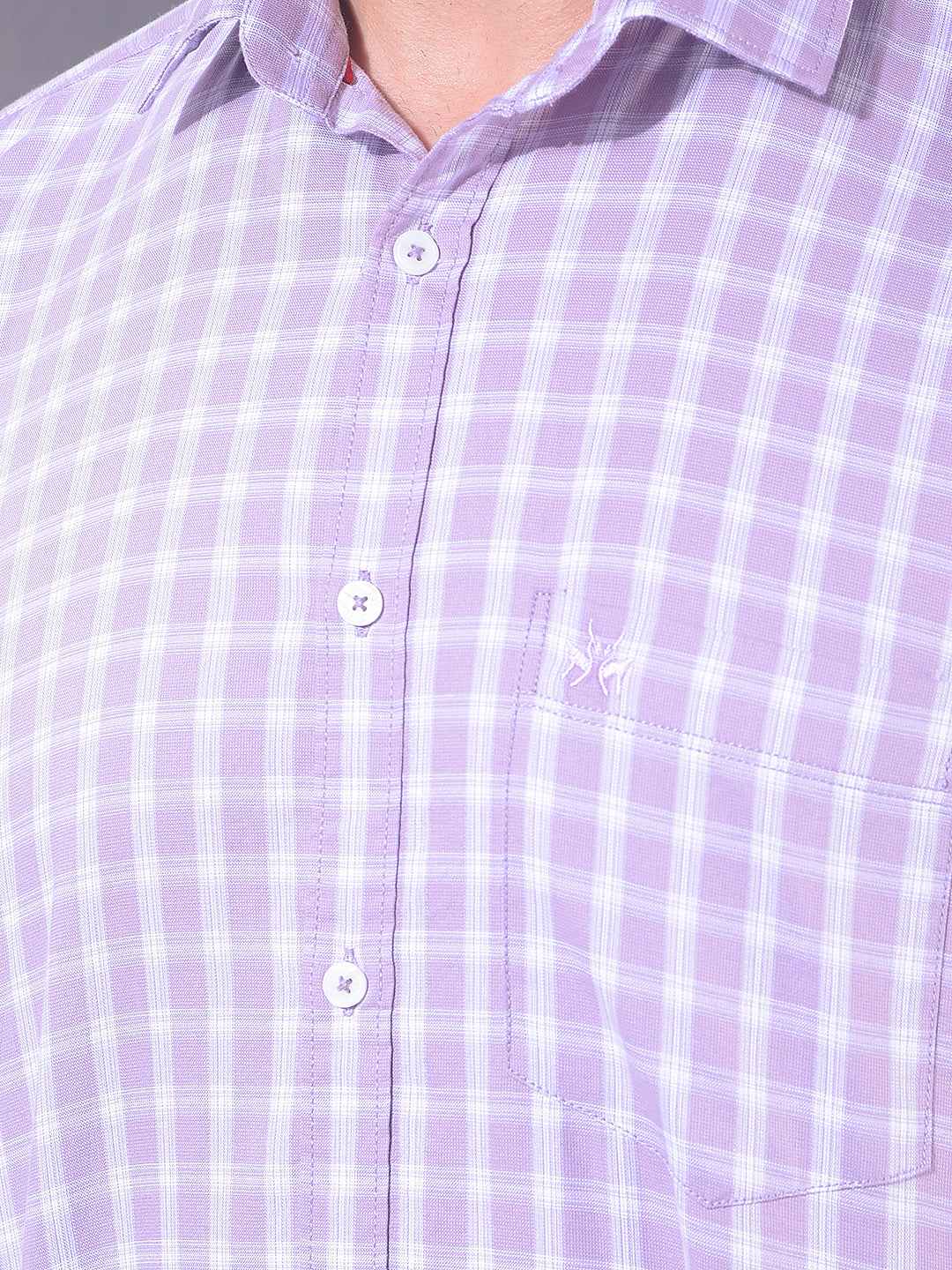 Purple Checked 100% Cotton Shirt