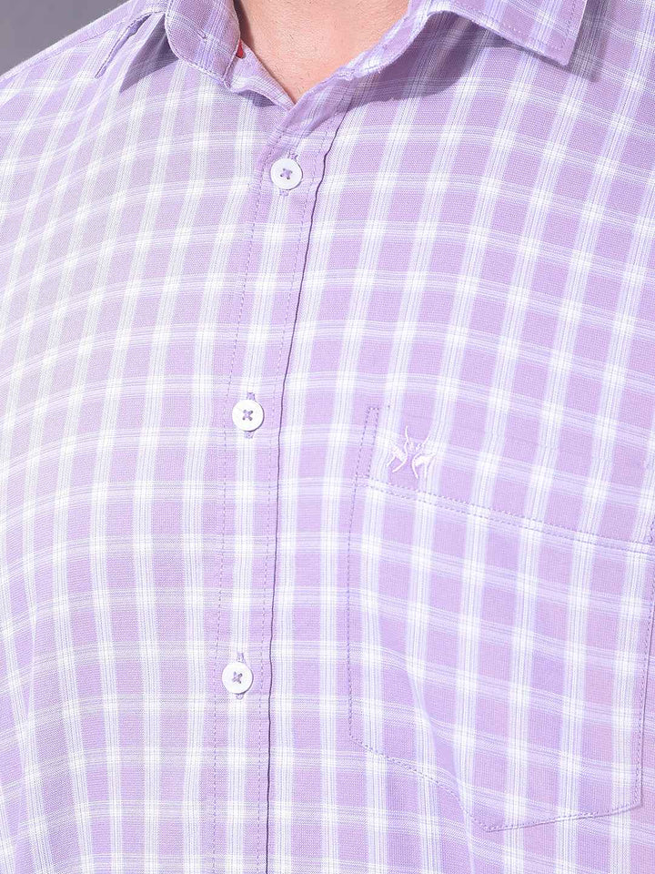 Purple Checked 100% Cotton Shirt