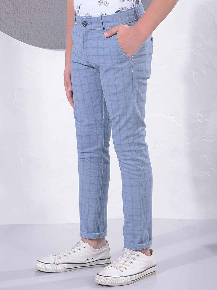 Blue Grid Check Trousers
