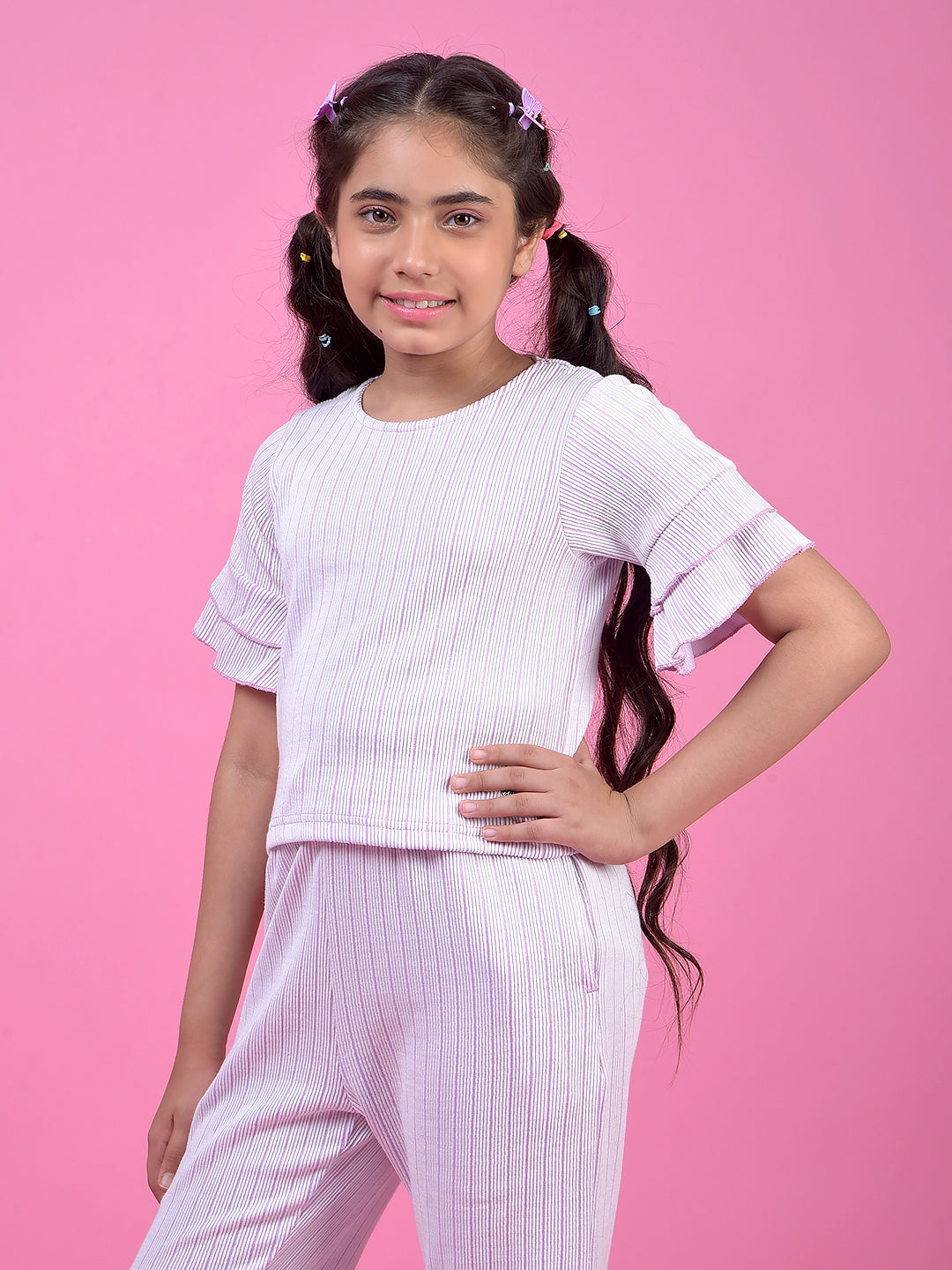 Purple Vertical Stripes Top