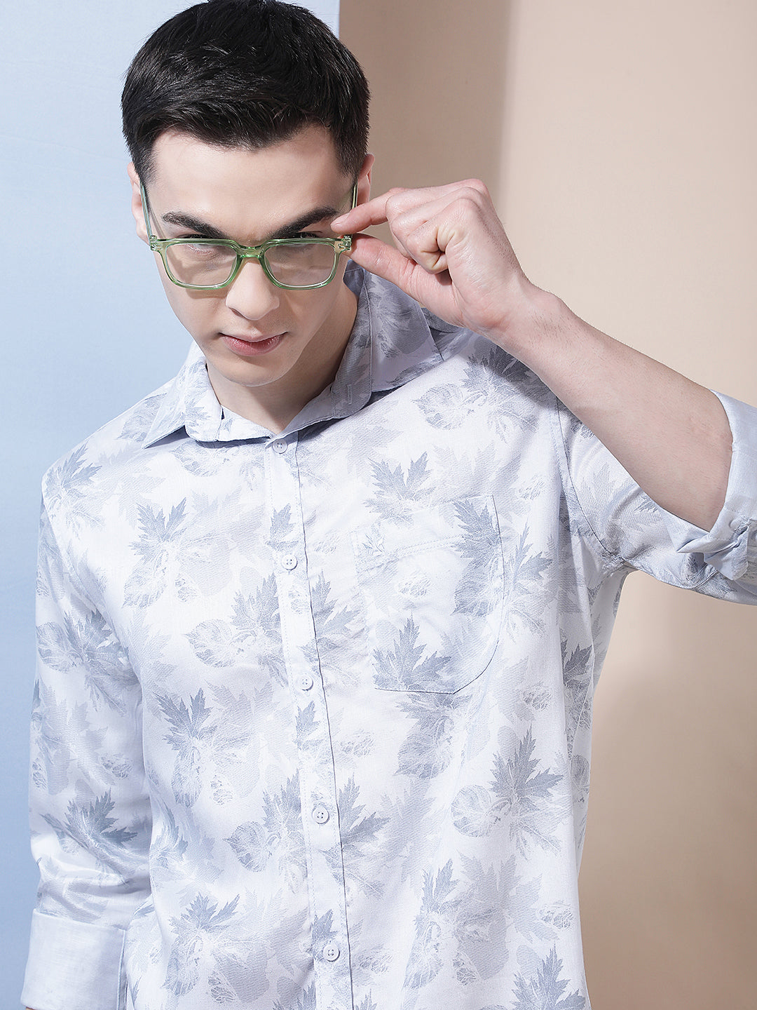 Blue Floral Print Shirt