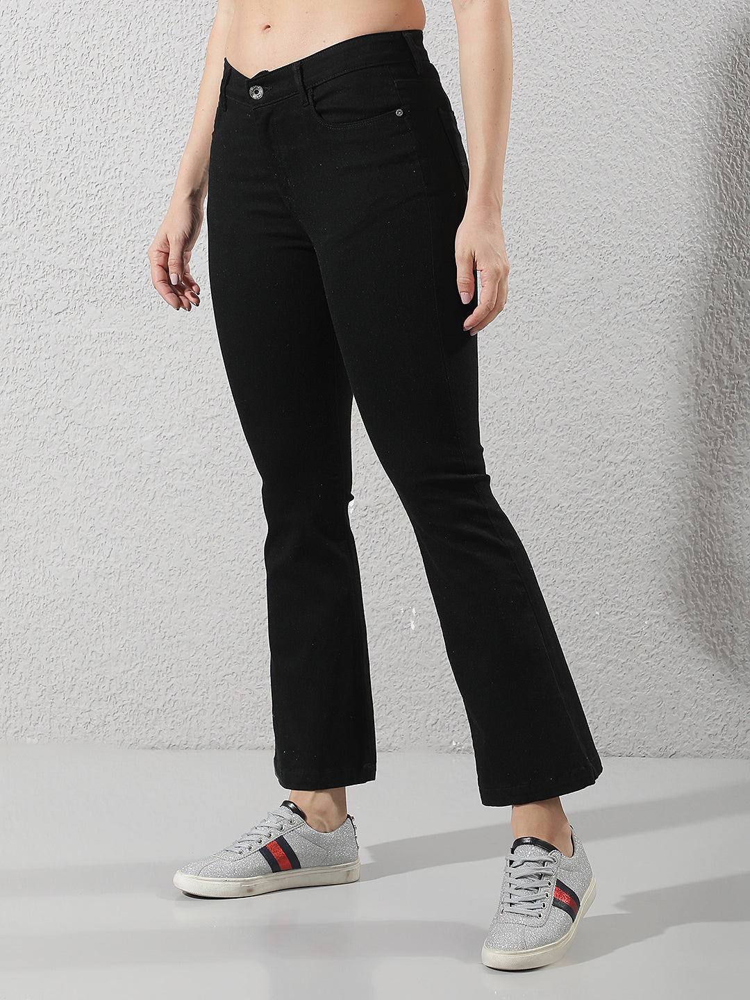 Minimalist Stealth Black Bootcut Jeans