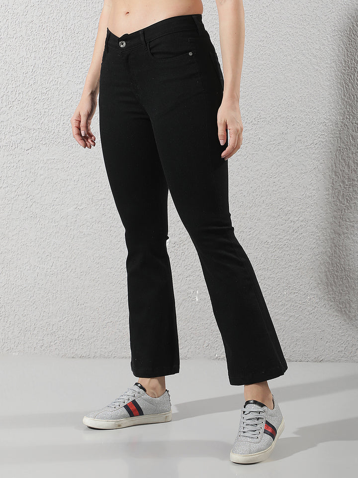 Minimalist Stealth Black Bootcut Jeans