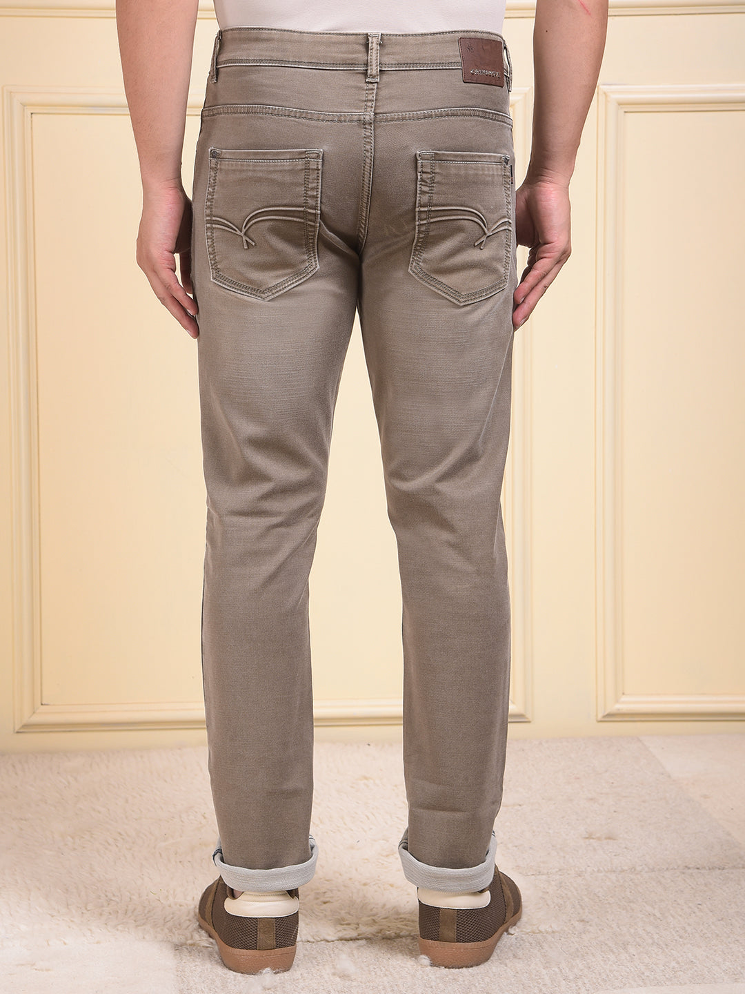 Narrow Fit Dark Wash Brown Jeans 
