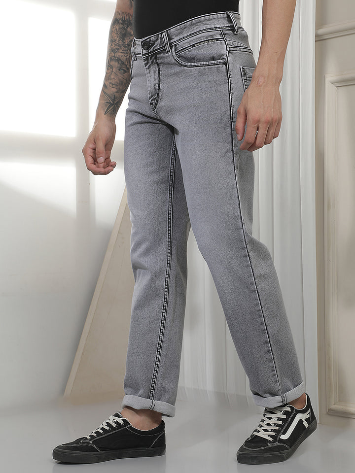 Grey Straight Casual Jeans