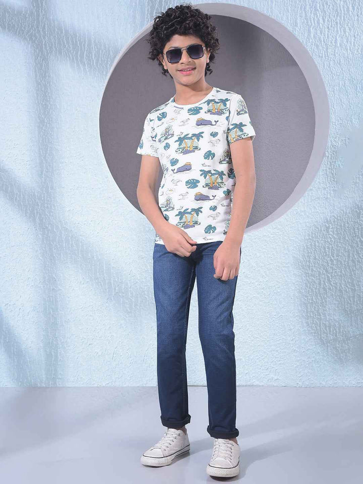 White Graphic Print T-Shirt