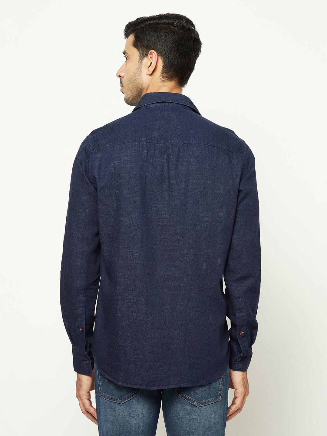 Navy Blue 100% Cotton Denim Shirt