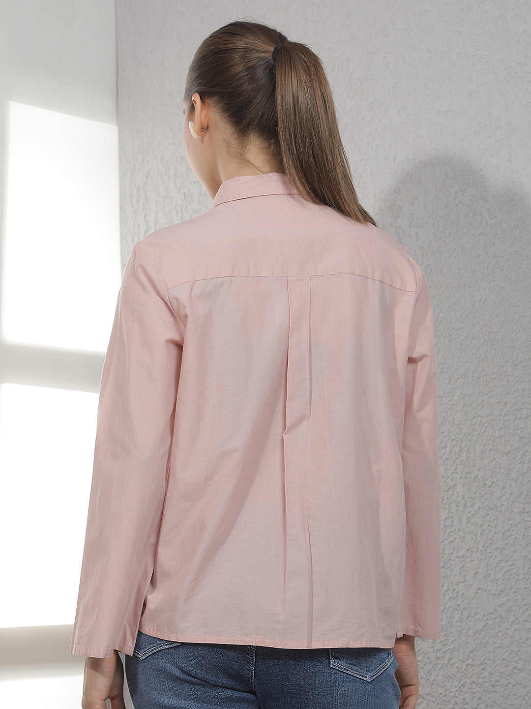 Pink Embroidered 100% Cotton Shirt