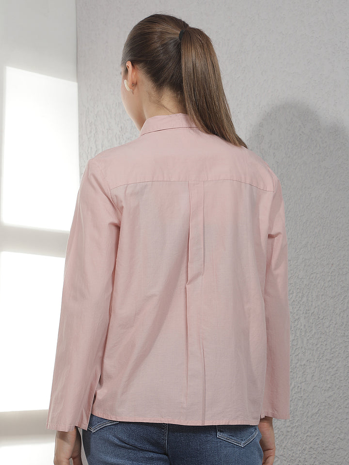 Pink Embroidered 100% Cotton Shirt