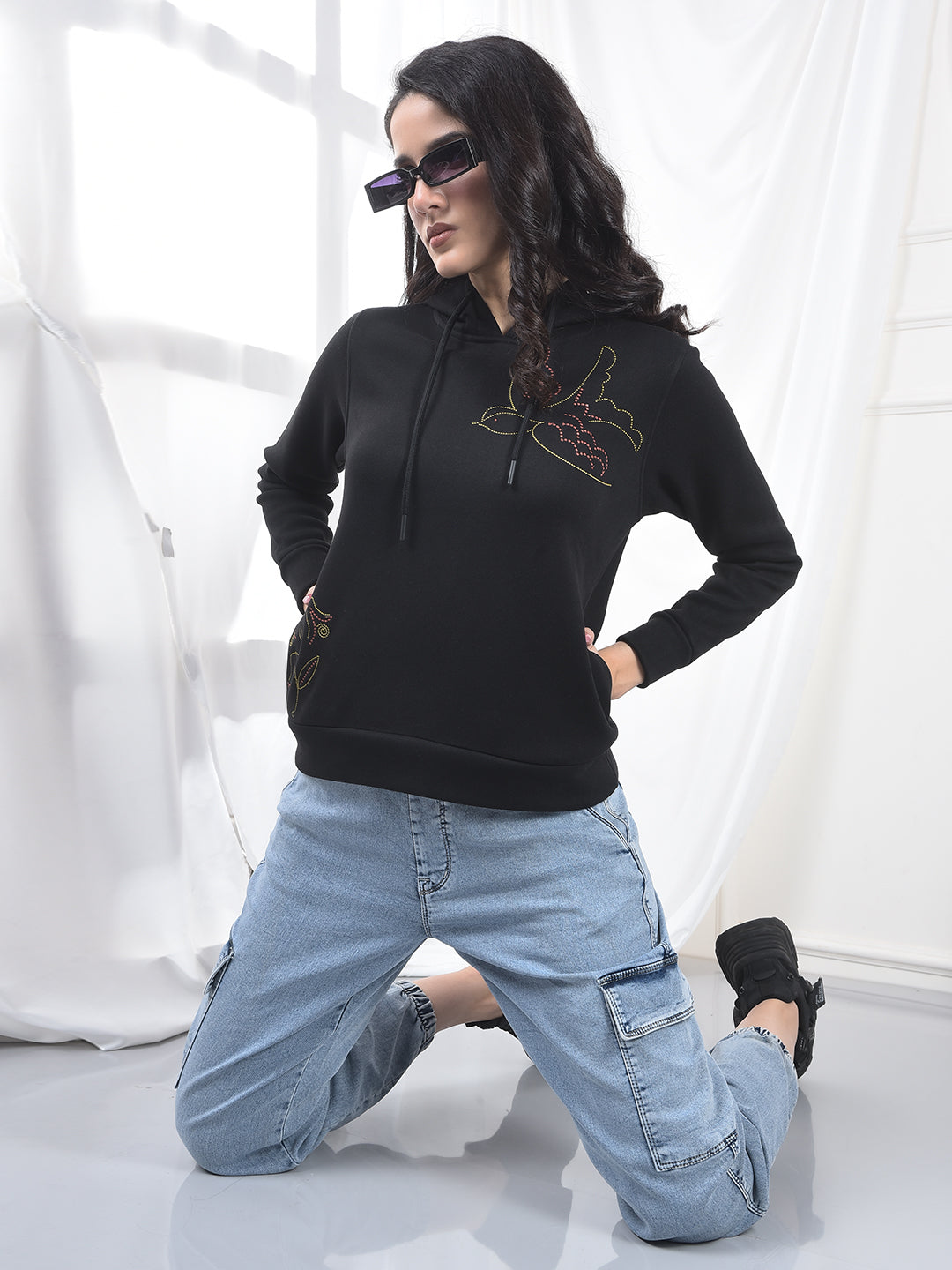 Ice Blue Relaxed Fit Cargo Jeans