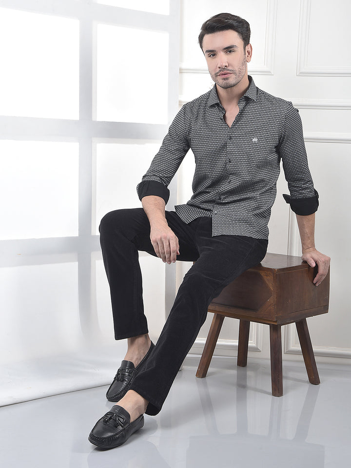 Black Straight Corduroy Trousers