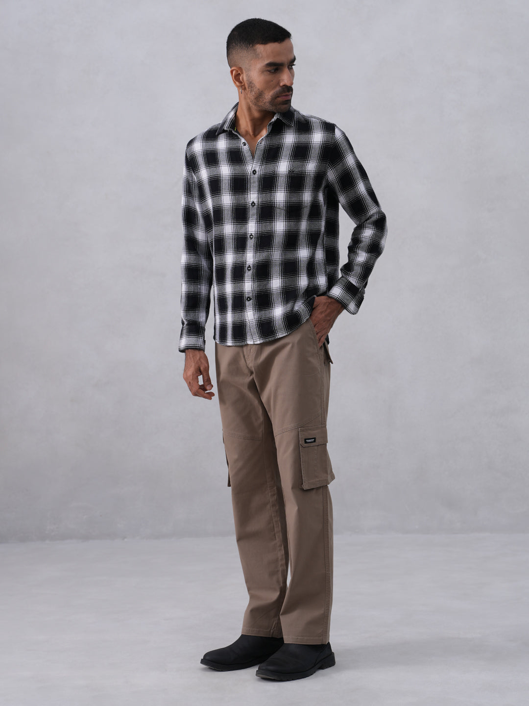 Black Checked 100% Cotton Shirt