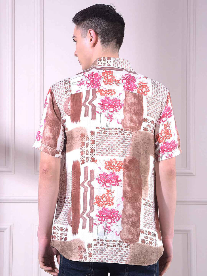 Brown Floral Print Shirt