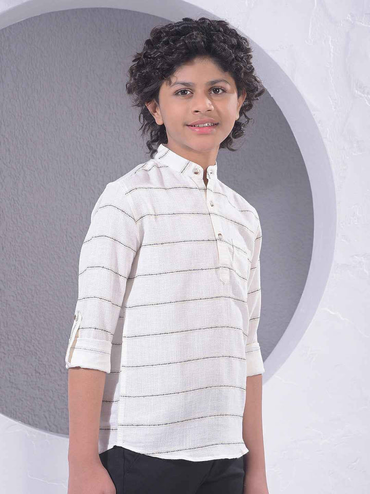 Off White Horizontal Stripes Kurta
