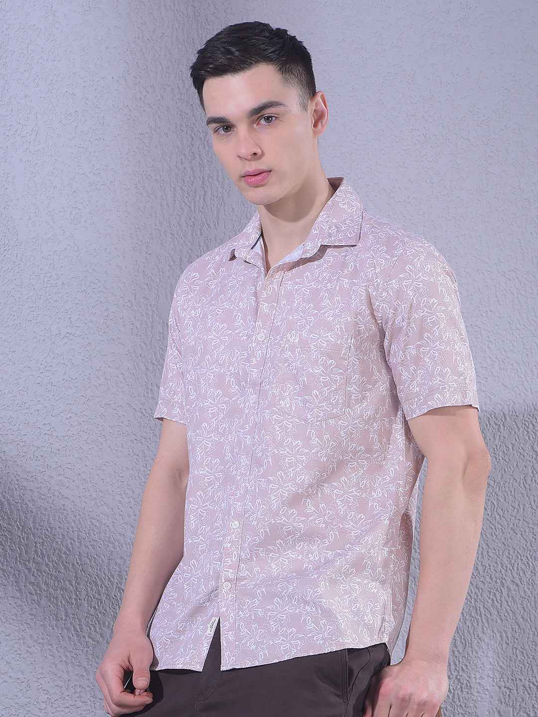 Peach Floral Print Shirt