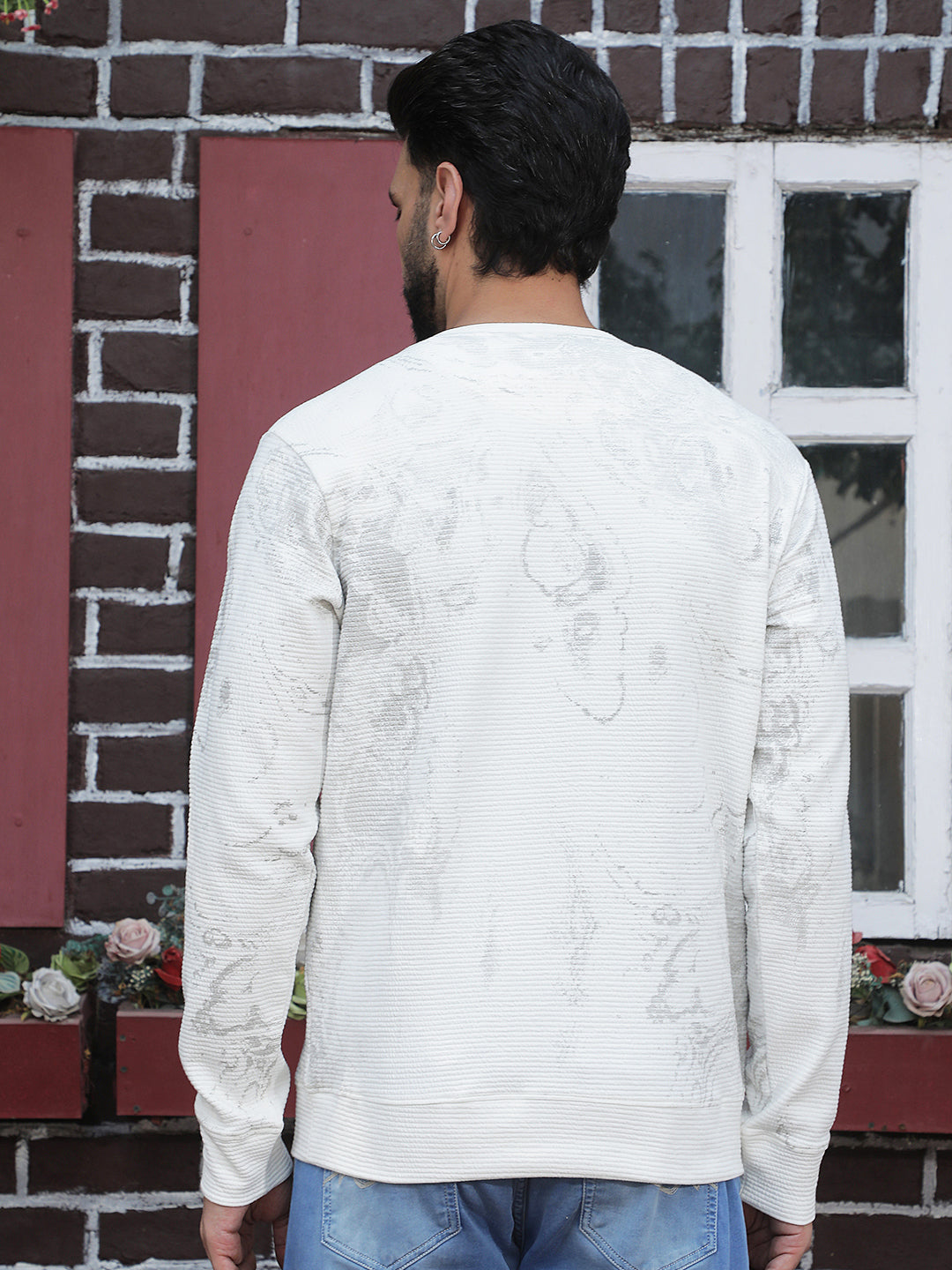 Relaxed White Printed Sweatshirt