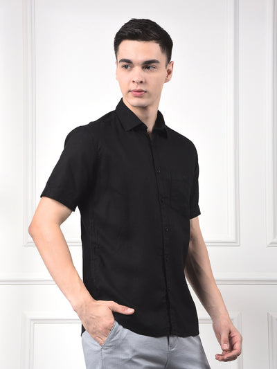 Soft Washed Linen Black Shirt