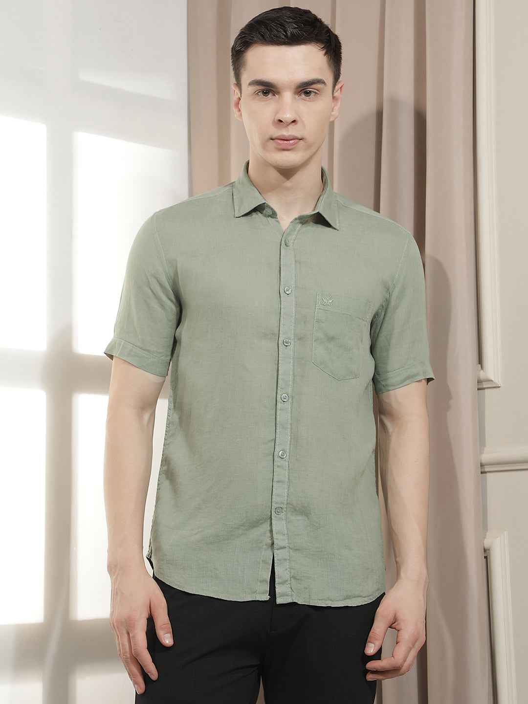 Sophisticated Sage Green Linen Shirt