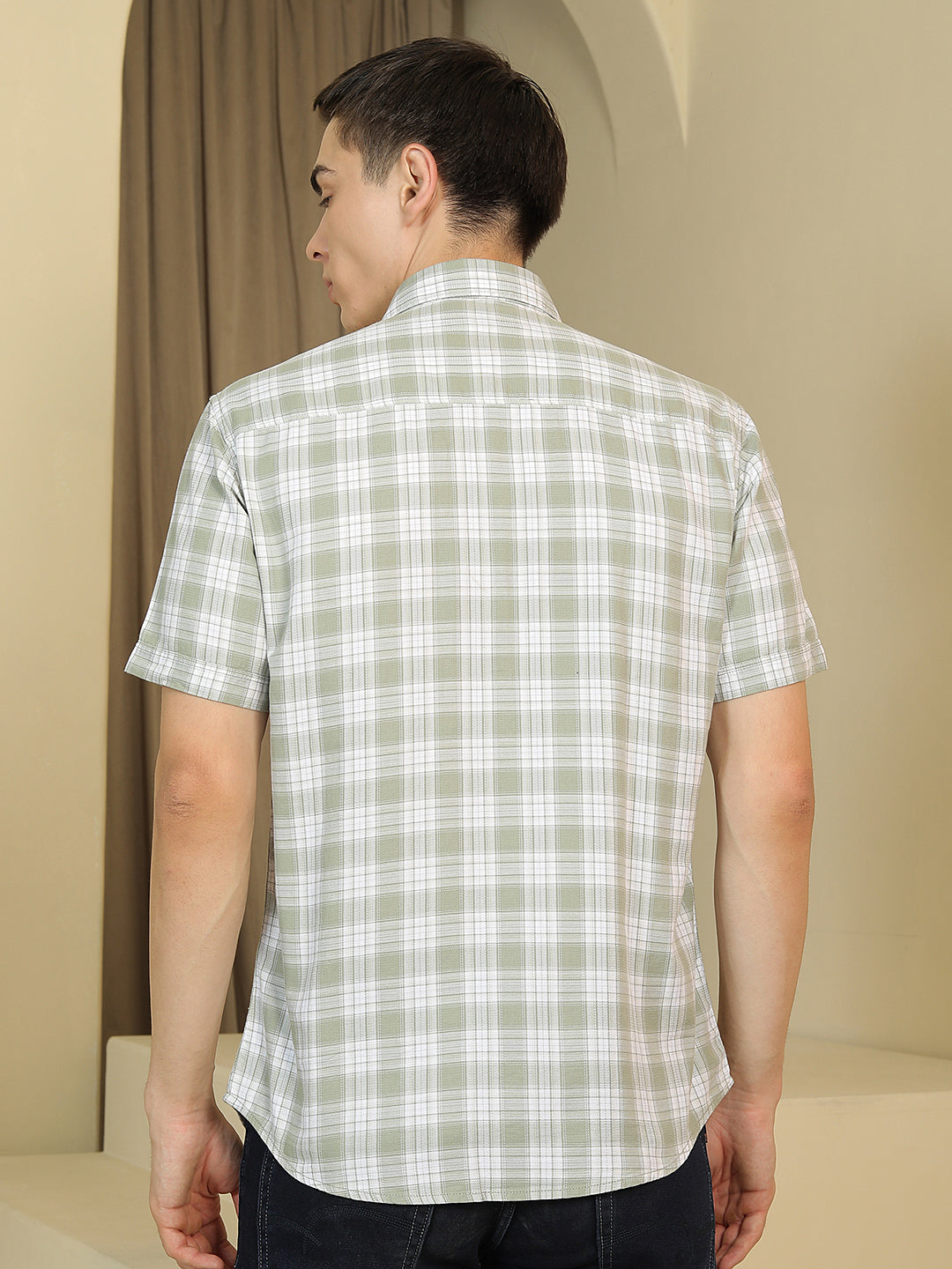 Green Checked 100% Cotton Shirt