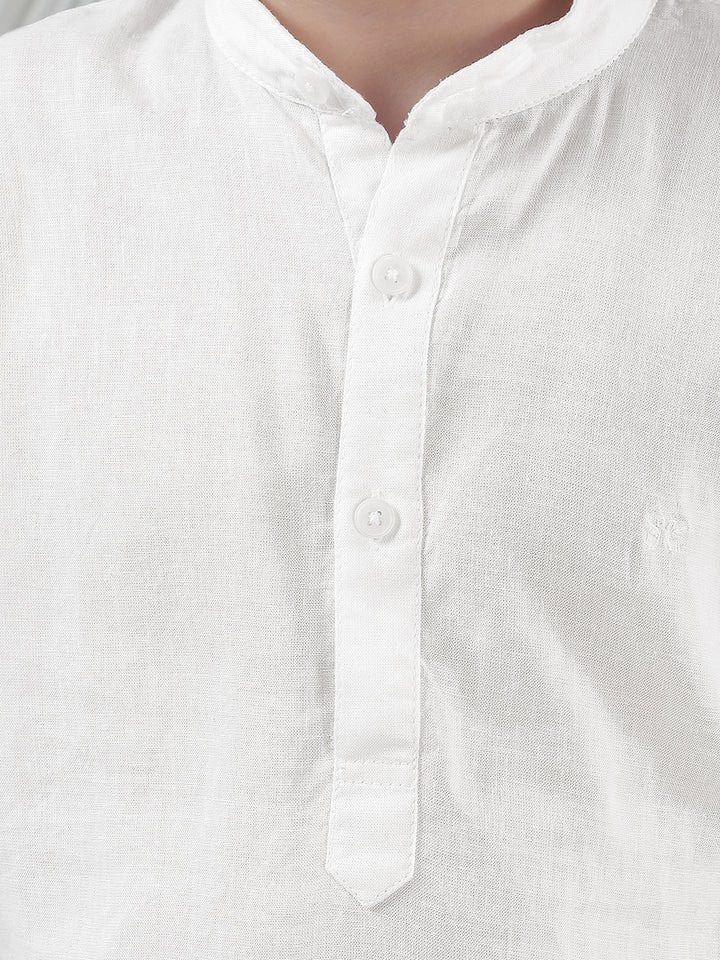White Linen Mandarin Neck Kurta