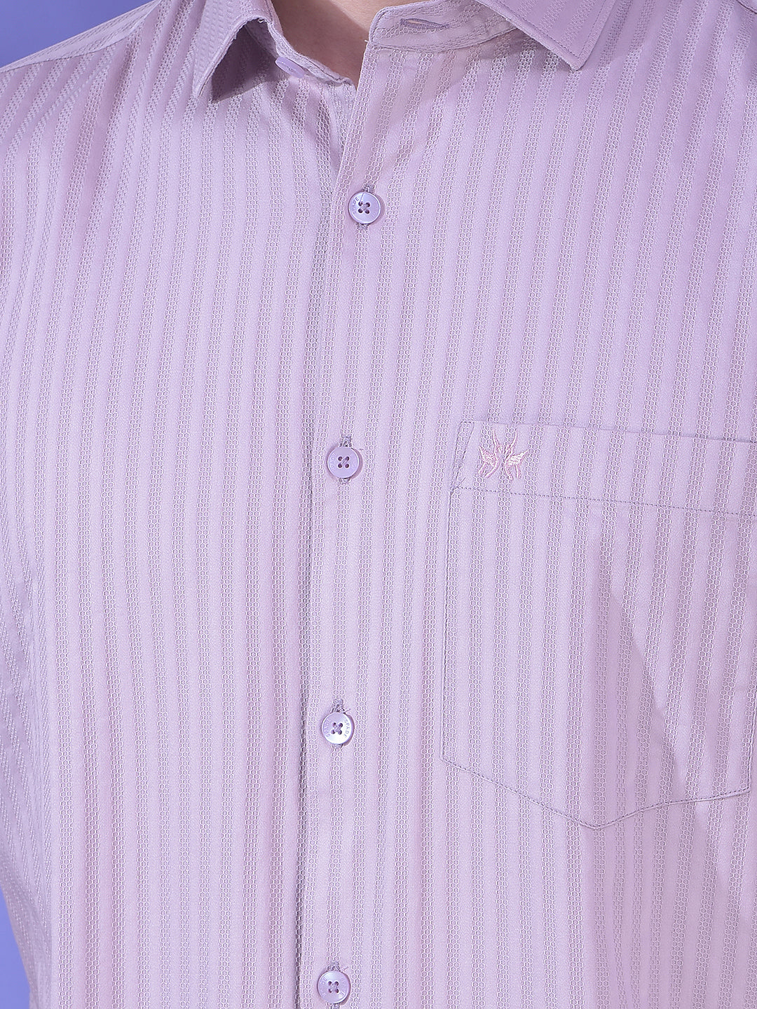 Purple Vertical Stripes 100% Cotton Shirt