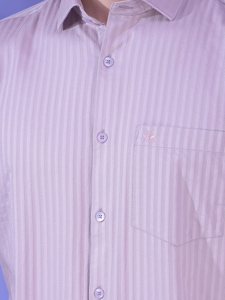 Purple Vertical Stripes 100% Cotton Shirt