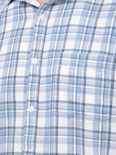 Blue Checked 100% Cotton Shirt