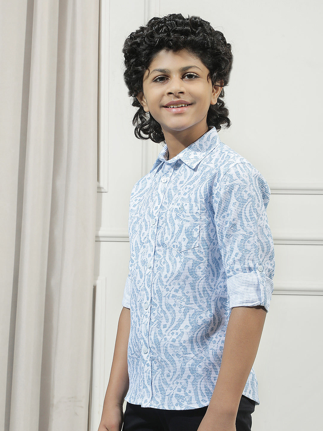 Blue 100% Cotton Paisley Print Shirt