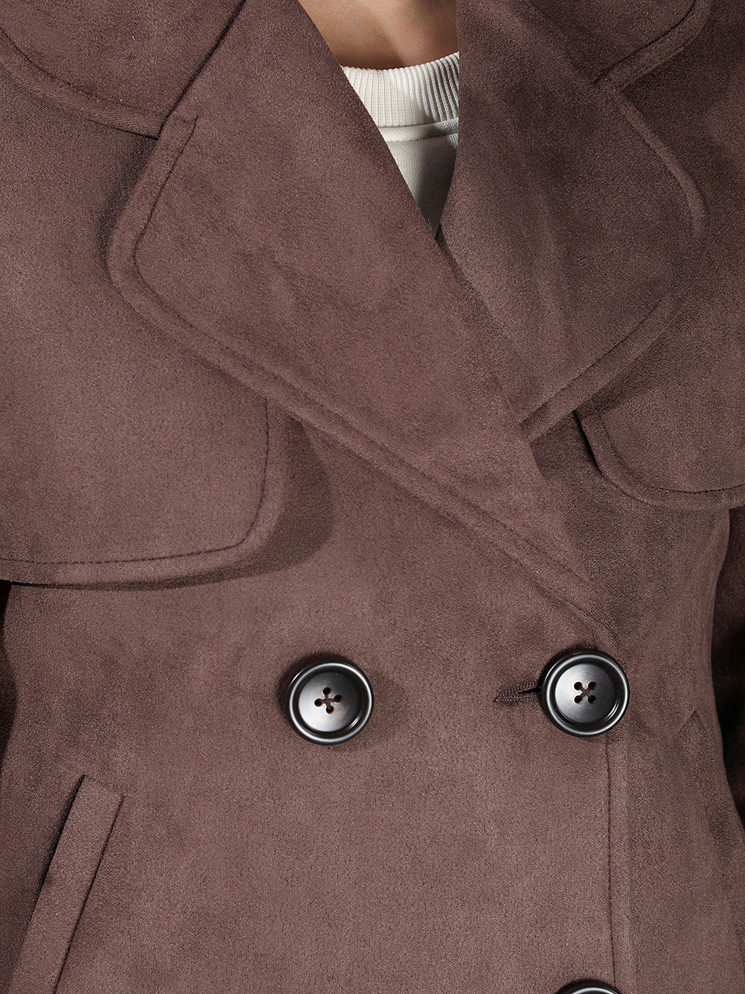 Brown Notched Lapel Double Breasted Coat