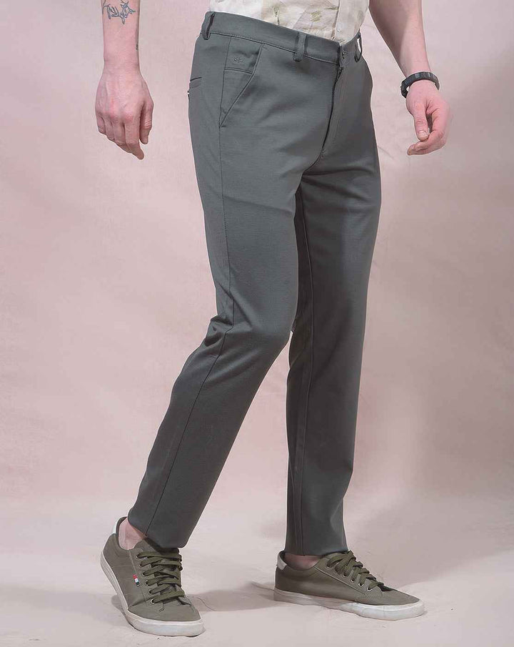Olive Green Knitted Casual Trousers