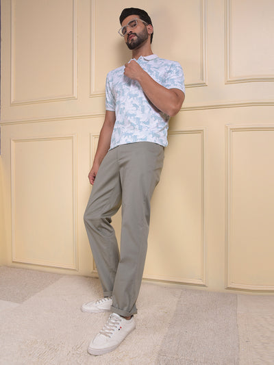 Green Printed Polo Neck T-Shirt