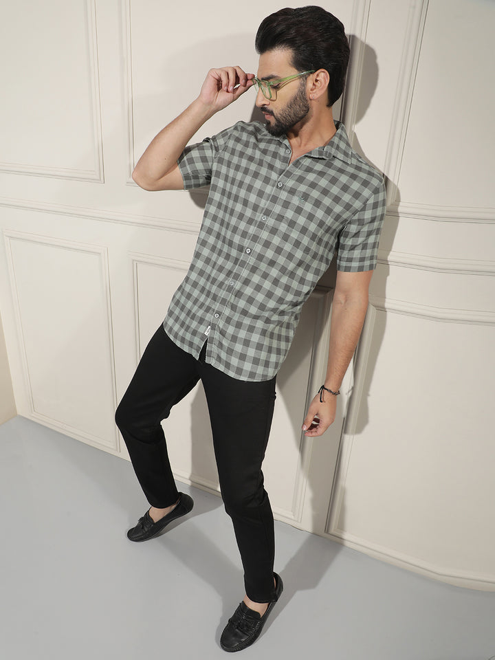 Green Checked Linen Shirt
