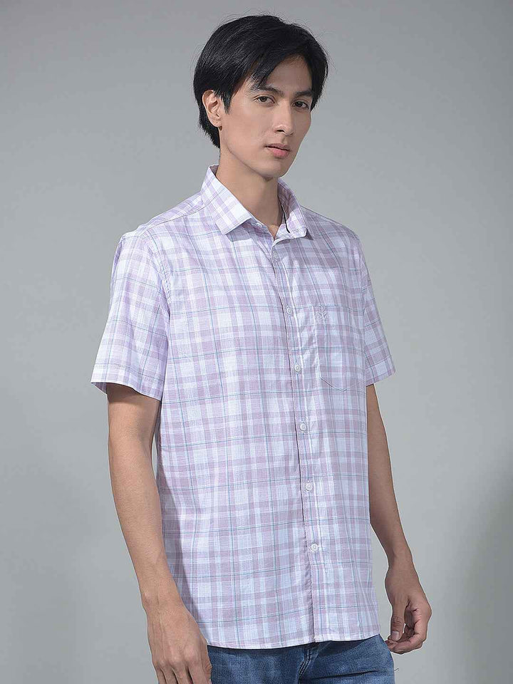 Purple Checked 100% Cotton Shirt