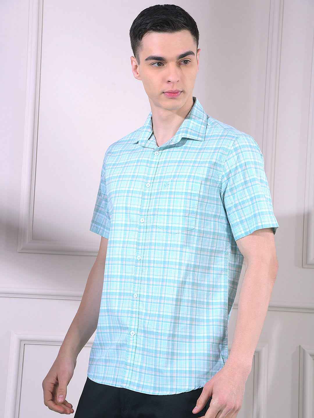 Green 100% Cotton Checked Shirt