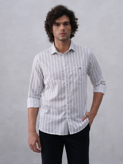 White Vertical Stripes Shirt