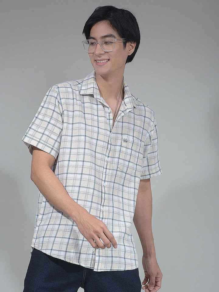 Grey Checked Linen Shirt