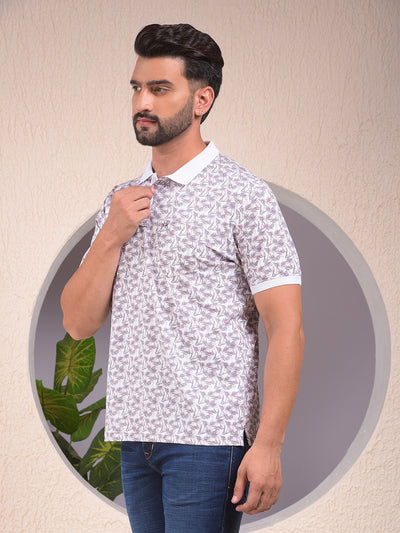 Wine Printed Polo Neck T-Shirt