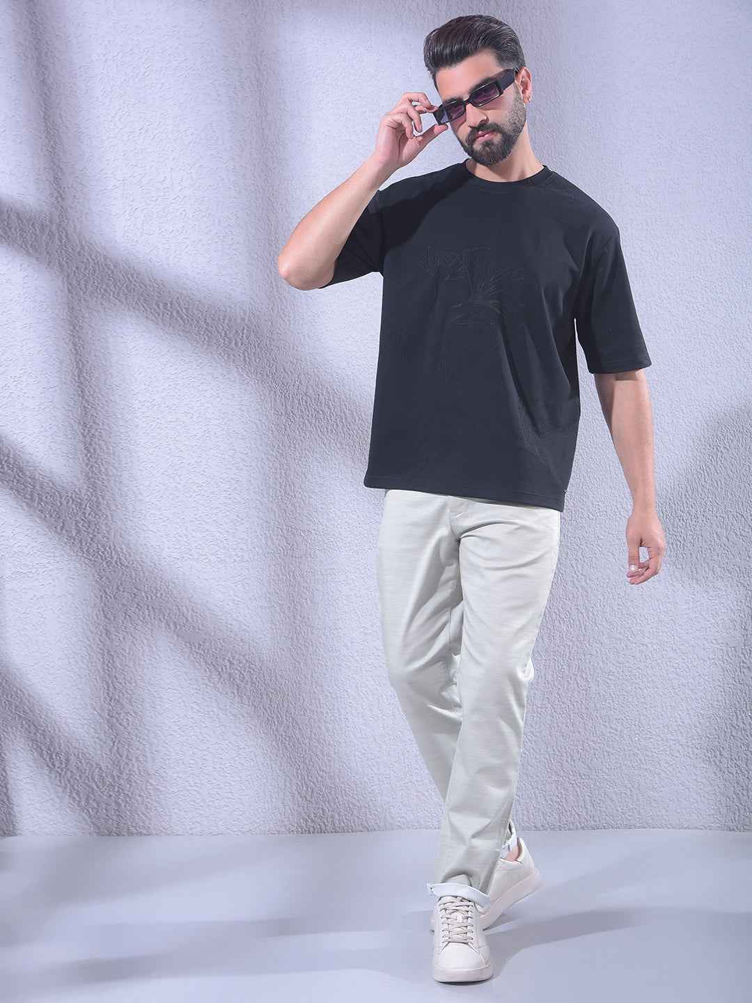 Black Jacquard Oversize T-Shirt
