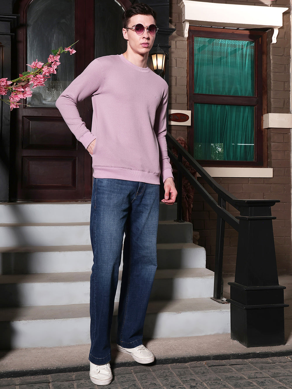 Contemporary Amethyst Purple Jacquard Sweatshirt