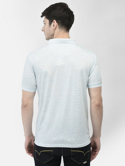 Blue Printed Polo Neck T-Shirt