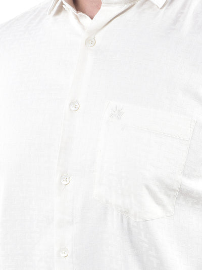 Beige Jacquard 100% Cotton Shirt