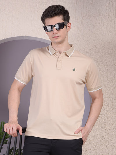 Beige Polo-Neck T-Shirt
