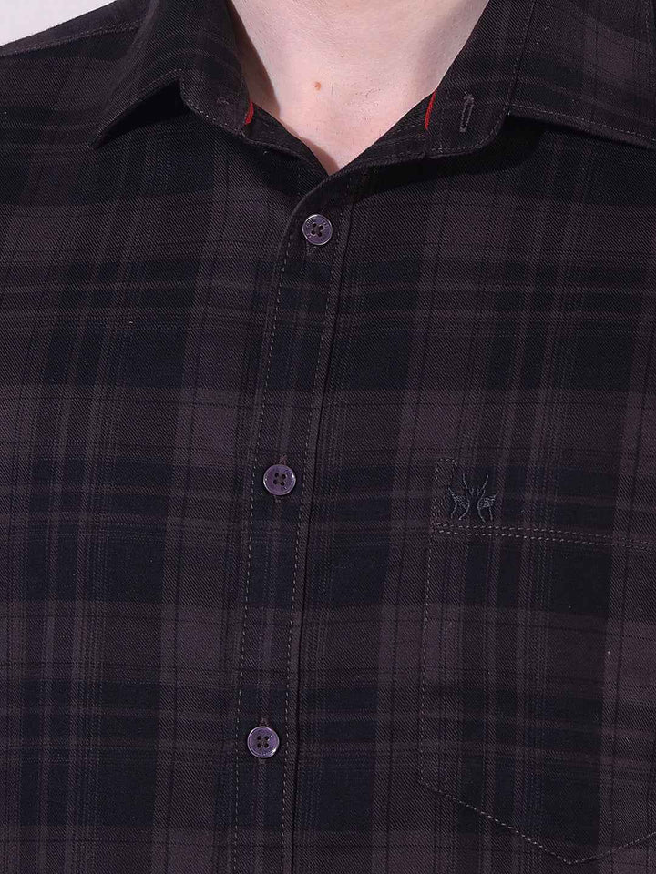 Wine 100% Cotton Checked Shirt