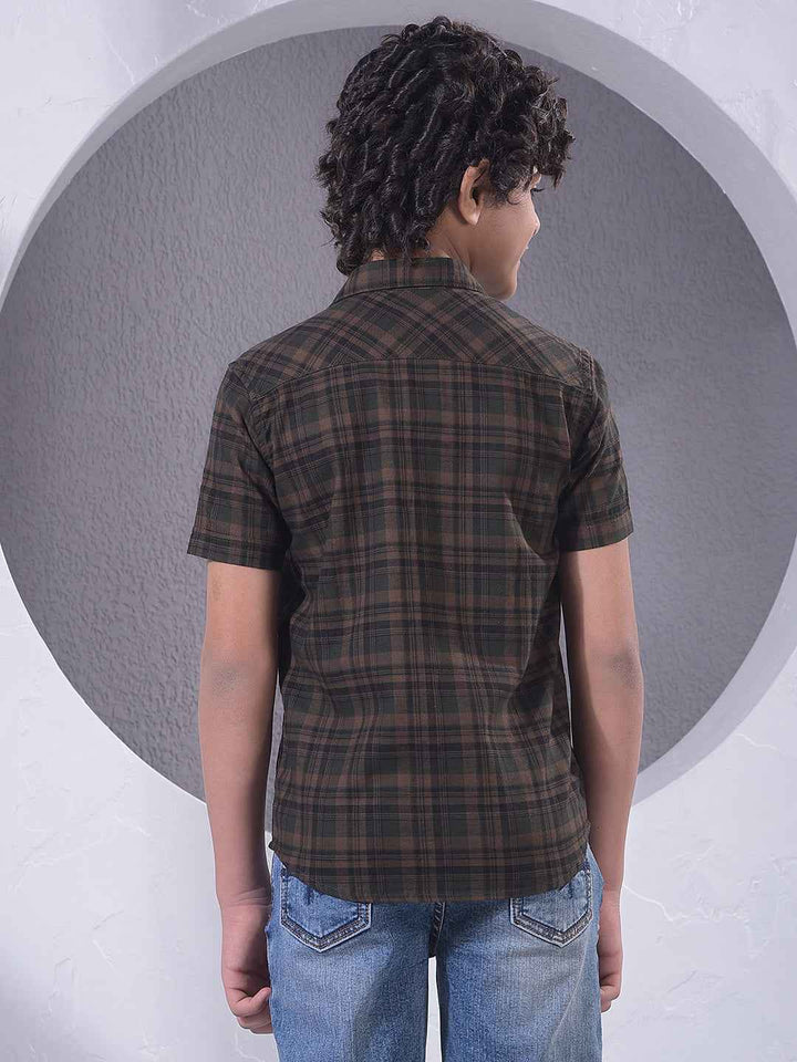Brown Checked 100% Cotton Shirt