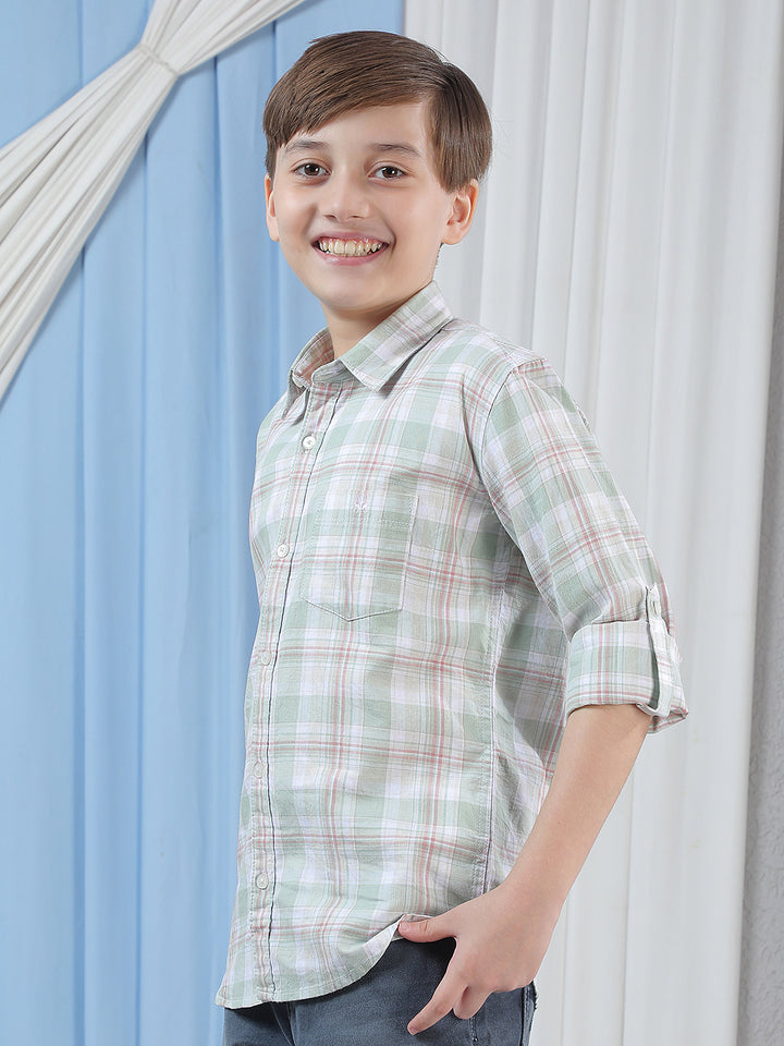 Green 100% Cotton Checked Shirt