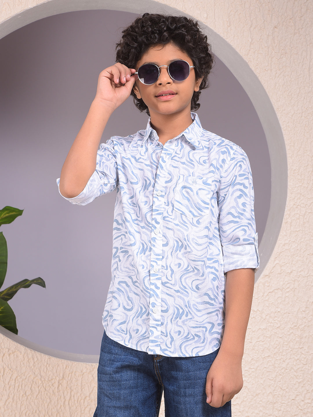 Sleek Blue Printed Shirt
