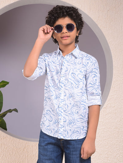 Sleek Blue Printed Shirt
