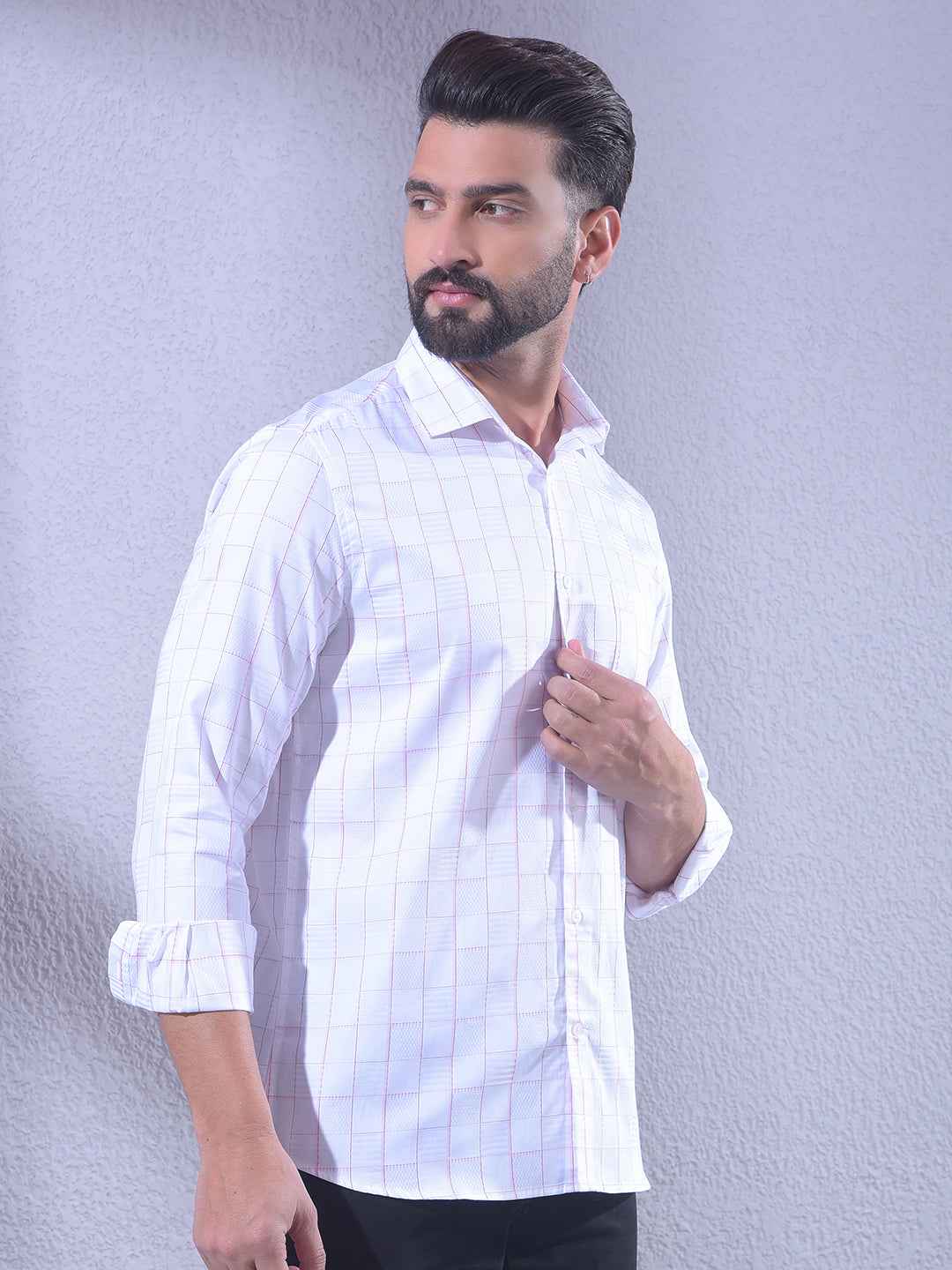 White Checked 100% Cotton Shirt