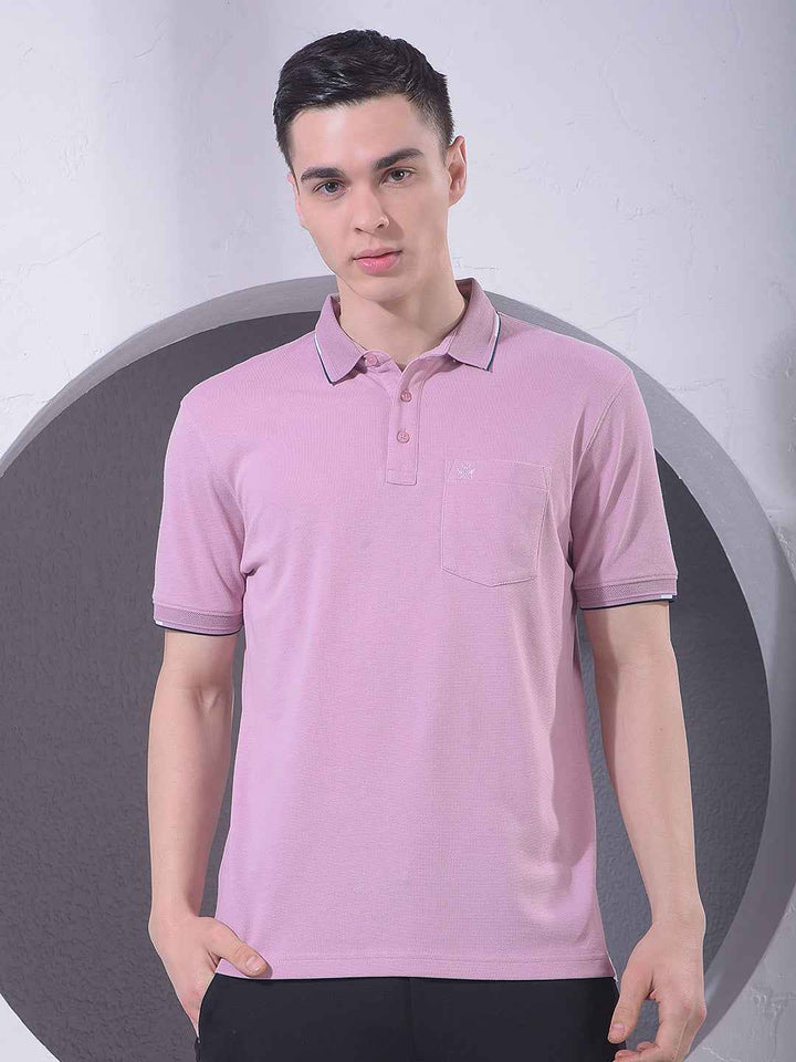 Pink Polo Neck T-Shirt