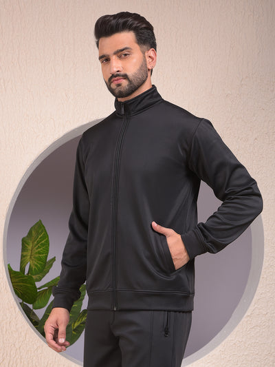 Black Knitted Trackpants-Men Trackpants-Crimsoune Club